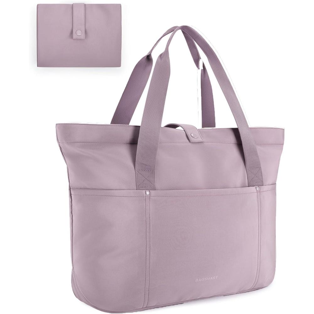 image:imageBAGSMART Tote Bag for Women Foldable Tote Bag With Zipper Travel Large Shoulder Bag Handbag for Work165l X 6wx 14hPurple165l X 6wx 14h