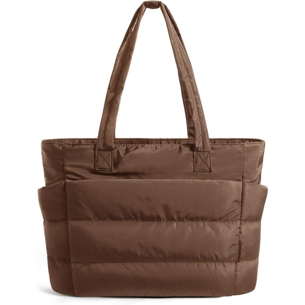 image:imageBAGSMART Tote Bag for Women Lightweight Puffy Tote Bag with Compartments Shoulder Bag Handbag for Travel Work GymCoffee