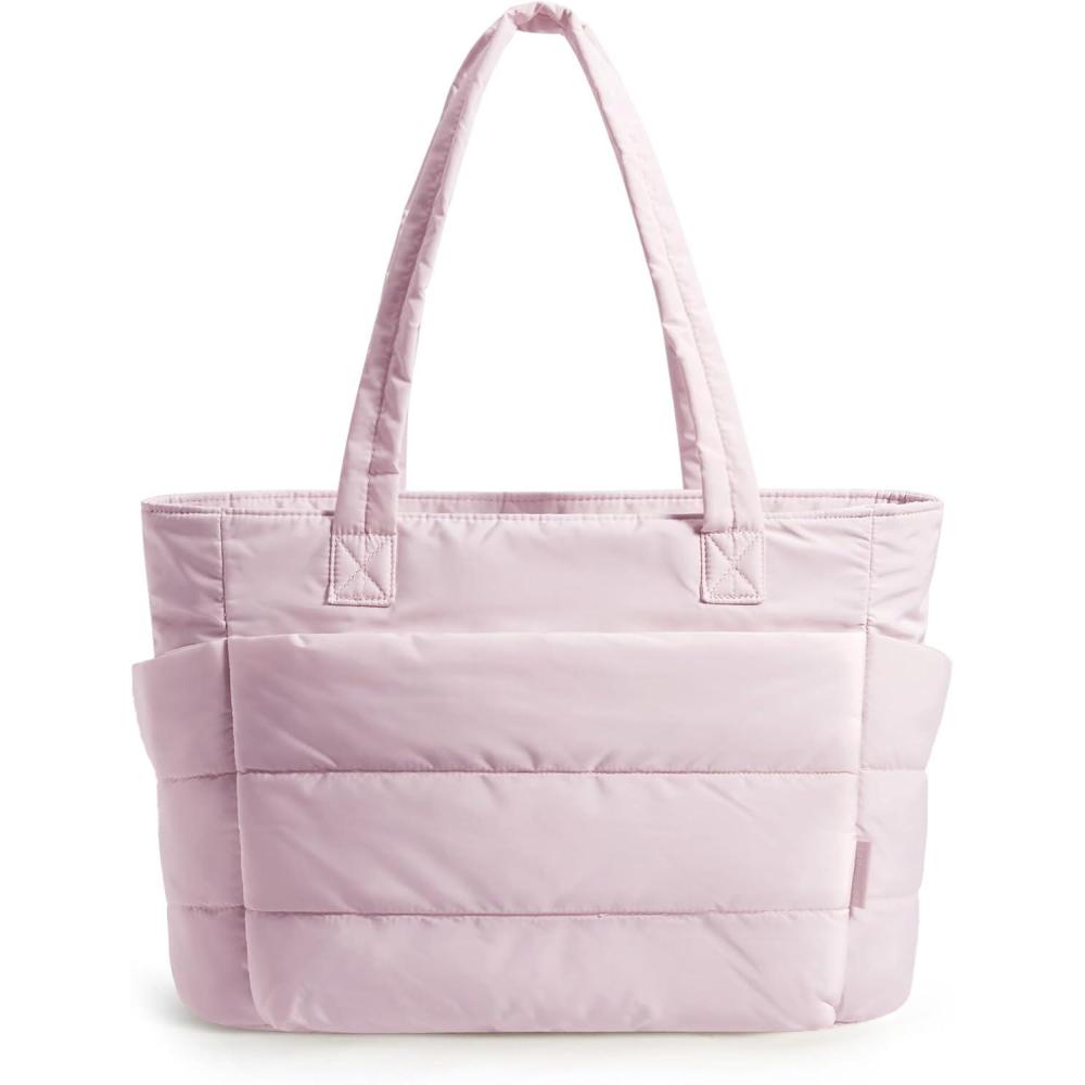 image:imageBAGSMART Tote Bag for Women Lightweight Puffy Tote Bag with Compartments Shoulder Bag Handbag for Travel Work GymPinksmall Size