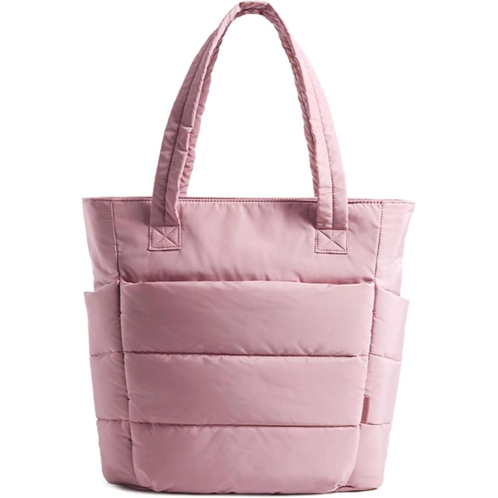 image:imageBAGSMART Tote Bag for Women Lightweight Puffy Tote Bag with Compartments Shoulder Bag Handbag for Travel Work GymSlim Sizedark Pink