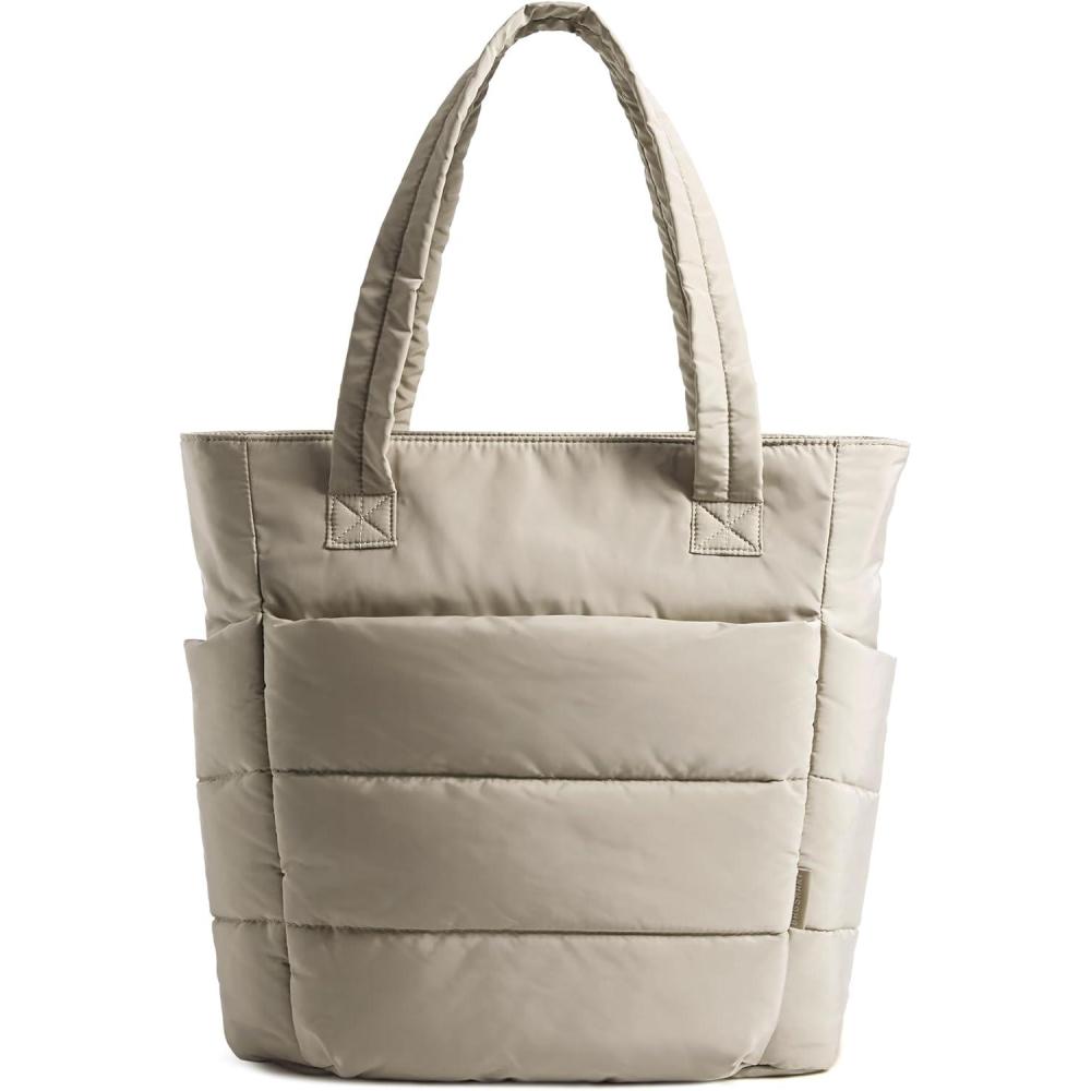 image:imageBAGSMART Tote Bag for Women Lightweight Puffy Tote Bag with Compartments Shoulder Bag Handbag for Travel Work GymSlim Sizegrayish Brown