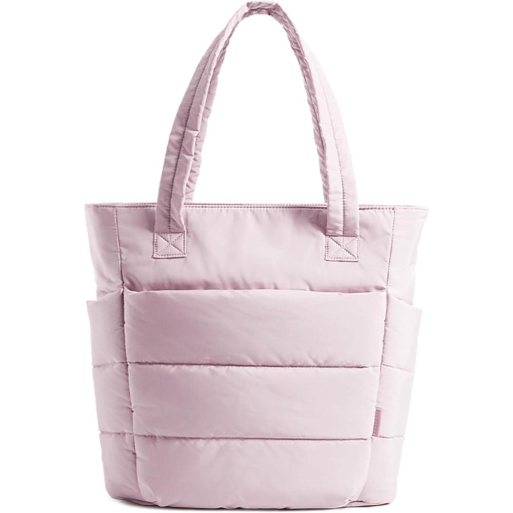 image:imageBAGSMART Tote Bag for Women Lightweight Puffy Tote Bag with Compartments Shoulder Bag Handbag for Travel Work GymSlim Sizepink