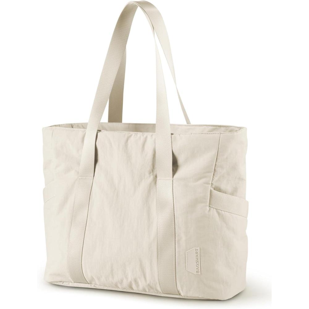 image:imageBAGSMART Tote Bag for Women Tote Bag with Zipper Work Tote with Compartments Nurse Shoulder Hanbag for Travel GymDbeigesmall24l