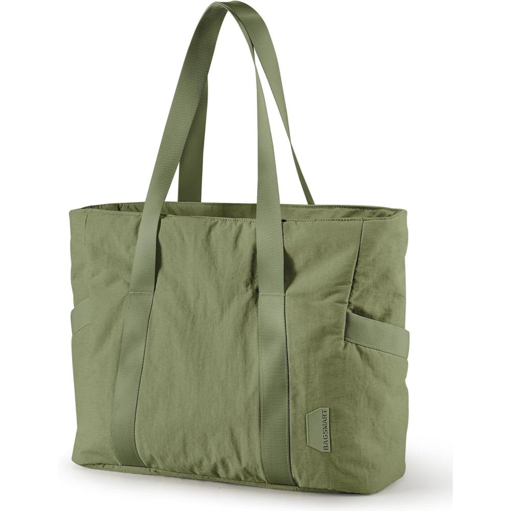 image:imageBAGSMART Tote Bag for Women Tote Bag with Zipper Work Tote with Compartments Nurse Shoulder Hanbag for Travel GymJarmy Greensmall24l