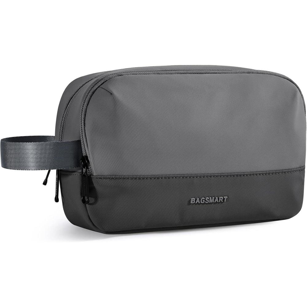 image:imageBAGSMART Travel Toiletry Bag for Men Dopp Kit Water Resistant Shaving Bag for Toiletries Accessories BlackMediumBlack Grey