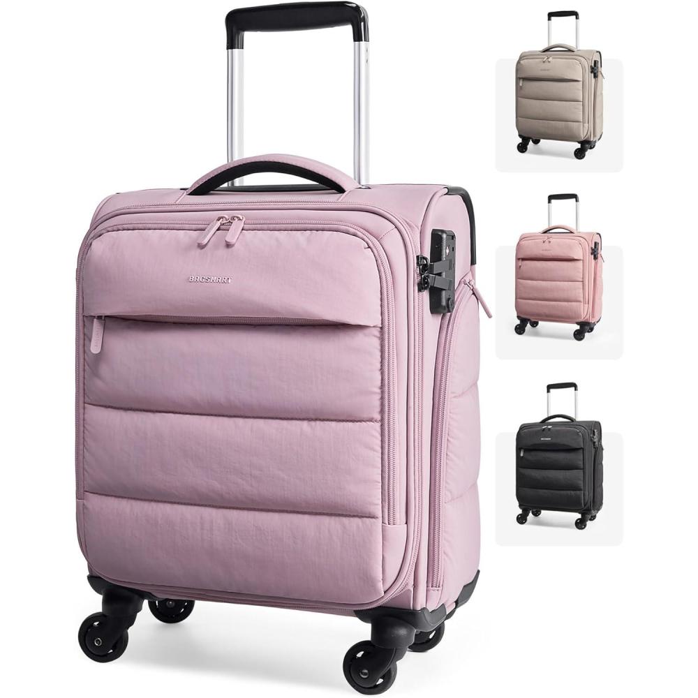 image:imageBAGSMART Underseat Carry on Luggage with Wheels Soft Underseat Travel Luggage with PVC WetDry Pockets Lightweight Soft Personal Item Suitcase for Short Trip Pinkish PurplePurple