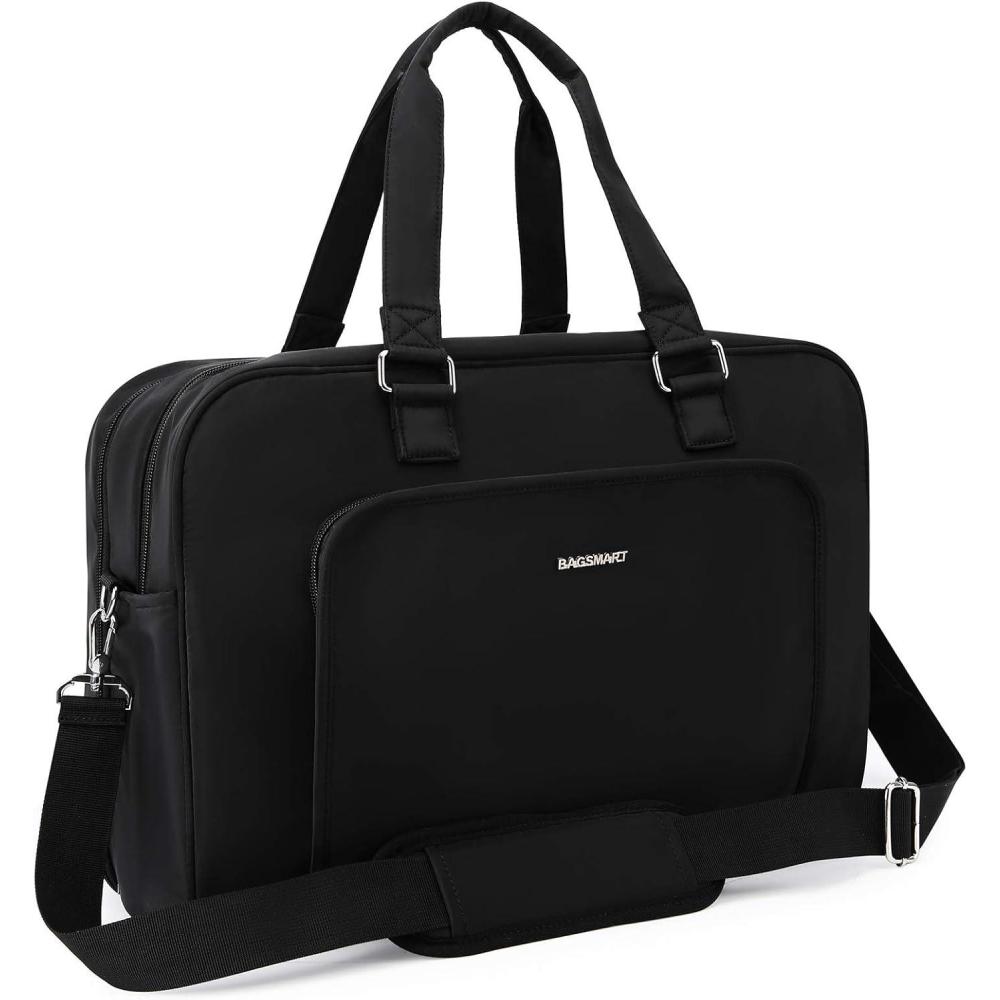 image:imageBAGSMART Weekender Bags for Women Travel Duffle Overnight Bag Personal Item Bag with Shoe Bag for Travel EssentialsBlack
