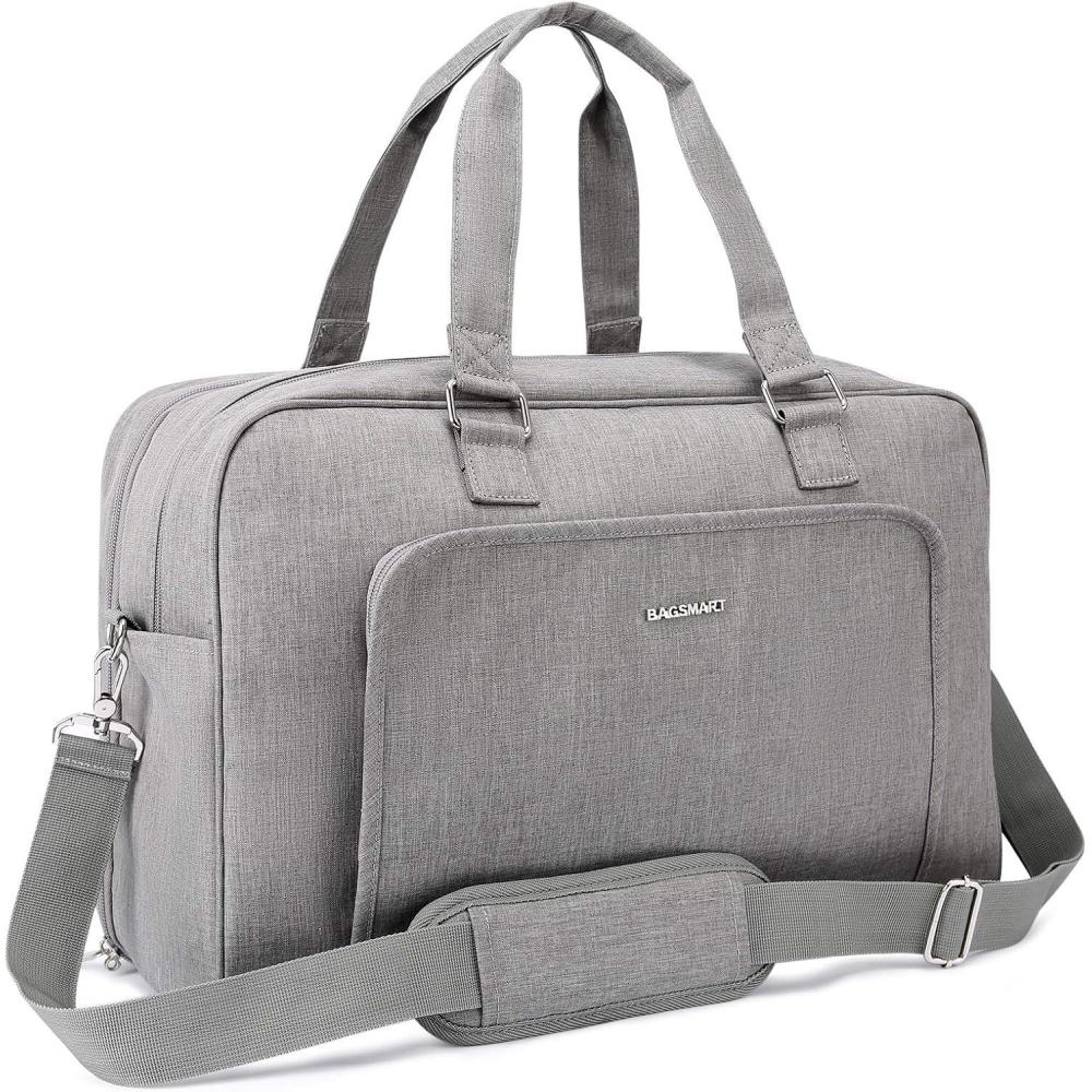 image:imageBAGSMART Weekender Bags for Women Travel Duffle Overnight Bag Personal Item Bag with Shoe Bag for Travel EssentialsLight Grey
