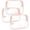 BAGSMART Clear Toiletry Bag, 3-Pack TSA Approved Travel Toiletry Bag Carry On Travel Accessories Bag Airport Airline Quart Size Bags water-resistant Makeup Bag for Women(Chic Nude Pink)