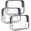 BAGSMART Clear Toiletry Bag, 3-Pack TSA Approved Travel Toiletry Bag Carry On Travel Accessories Bag Airport Airline Quart Size Bags water-resistant Makeup Bag for Women(Black)
