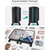 BAGSMART Expandable Carry On Luggage 22x14x9 Airline Approved, 20 Inch Suitcase with Spinner Wheels, Charging Ports, TSA Lock, Hard Shell Front Opening for Men Women Travel Business, Black(Black)