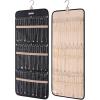 BAGSMART Hanging Jewelry Organizer Storage Roll with Hanger Metal Hooks Double-Sided Jewelry Holder for Earrings, Necklaces, Rings on Closet, Wall, Door, 1 piece, Large, Black(Black)