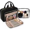 BAGSMART Toiletry Bag Hanging Travel Makeup Organizer with TSA Approved Transparent Cosmetic Bag Makeup Bag for Full Sized Toiletries, Large-Blck(Black)