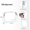 BAGSMART Toiletry Bag Hanging Travel Makeup Organizer with TSA Approved Transparent Cosmetic Bag Makeup Bag for Full Sized Toiletries, Large-Blck(Light Blue)