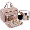 BAGSMART Toiletry Bag Hanging Travel Makeup Organizer with TSA Approved Transparent Cosmetic Bag Makeup Bag for Full Sized Toiletries, Large-Blck(Pink)