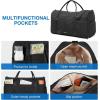 BAGSMART Travel Duffle Bag 50L Large Carry On Bag Weekender Overnight Bag for Men Women with Shoes Compartment, Black(Black- 2)