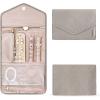 BAGSMART Travel Jewelry Organizer Case Foldable Small Jewelry Roll for Journey Rings, Necklaces, Earrings, Bracelets,Mini,Soft Pink(Warm Gray)