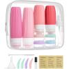 BAGSMART 18 Pack TSA Approved Travel Bottles for Toiletries, Leak Proof Silicone Travel Size Containers Bottles for Shampoo, Macaron(Rose Pink)
