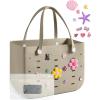 BAGSMART Beach Bag for Women, Water-resistant Rubber Tote Bag, Sandproof Vacation Essentials for Summer Swim Cruise Pool(Khaki)