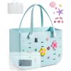 BAGSMART Beach Bag for Women, Water-resistant Rubber Tote Bag, Sandproof Vacation Essentials for Summer Swim Cruise Pool(Sky Blue)