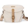 BAGSMART Camera Bag, SLR DSLR Canvas Crossbody Camera Case, Compact Camera Shoulder Bag with Rain Cover for Women and Men, Black(02-Ivory White)