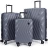 BAGSMART Carry On Luggage 22x14x9 Airline Approved, PC Hardside Suitcase, 20 Inch Carryon with Spinner Wheels, Travel Luggage Lightweight Rolling Suitcases for Men Women (Purple)(04- Charcoal Grey)