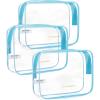 BAGSMART Clear Toiletry Bag, 3-Pack TSA Approved Travel Toiletry Bag Carry On Travel Accessories Bag Airport Airline Quart Size Bags water-resistant Makeup Bag for Women(Cerulean Blue)