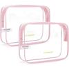 BAGSMART Clear Toiletry Bag, 3-Pack TSA Approved Travel Toiletry Bag Carry On Travel Accessories Bag Airport Airline Quart Size Bags water-resistant Makeup Bag for Women(Angelic Pink)