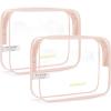 BAGSMART Clear Toiletry Bag, 3-Pack TSA Approved Travel Toiletry Bag Carry On Travel Accessories Bag Airport Airline Quart Size Bags water-resistant Makeup Bag for Women(Chic Nude Pink)