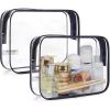 BAGSMART Clear Toiletry Bag, 3-Pack TSA Approved Travel Toiletry Bag Carry On Travel Accessories Bag Airport Airline Quart Size Bags water-resistant Makeup Bag for Women(Active Black)
