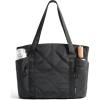 BAGSMART Crush Tote Bag for Women, 20L Puffer Work Tote with Zipper, Travel Essentials Quilted Nurse Hospital Bag(Charcoal)