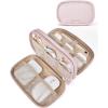 BAGSMART Electronics Organizer Travel Case, Cord Organizer for Women, Travel Cable Bag (Beige)(A-Double Layer Pink)