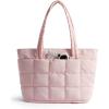 BAGSMART Expandable Tote Bag for Women, Puffer Work Tote Handbag, Quilted Carry On Bag for Travel Gym(Blush Pink)