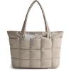 BAGSMART Expandable Tote Bag for Women, Puffer Work Tote Handbag, Quilted Carry On Bag for Travel Gym(Camel)