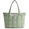 BAGSMART Expandable Tote Bag for Women, Puffer Work Tote Handbag, Quilted Carry On Bag for Travel Gym(Green)