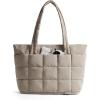 BAGSMART Expandable Tote Bag for Women, Puffer Work Tote Handbag, Quilted Carry On Bag for Travel Gym(Khaki)