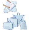 BAGSMART Garment Folder Packing Cubes for Travel, 4 Set Lightweight Travel Cubes for Wrinkle Free, Durable Suitcase Organizers Bag Set for Travel Essentials White Opal(Sky Blue)