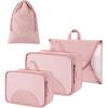 BAGSMART Garment Folder Packing Cubes for Travel, 4 Set Lightweight Travel Cubes for Wrinkle Free, Durable Suitcase Organizers Bag Set for Travel Essentials White Opal(Baby Pink)
