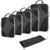 BAGSMART Hanging Compression Packing Cubes, 6 Set Large Suitcase Organizer Bags Set, Cruise Travel Essentials for Women(Black)