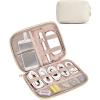BAGSMART Large Electronics Organizer Travel Case, Travel Essentials, Cord Organizer Travel Cable Organizer Bag, Travel Accessories for Women, Pink(C-Beige)