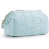 BAGSMART Makeup Bag Travel Toiletry Bag, Puffy Padded Make Up Bags for Women Makeup Organizer Case, Wide-open Pouch Purse Travel Essentials Toiletries Accessories Brushes, Pink(05-Blue)