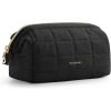BAGSMART Makeup Bag Travel Toiletry Bag, Puffy Padded Make Up Bags for Women Makeup Organizer Case, Wide-open Pouch Purse Travel Essentials Toiletries Accessories Brushes, Pink(02-Black)