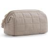 BAGSMART Makeup Bag Travel Toiletry Bag, Puffy Padded Make Up Bags for Women Makeup Organizer Case, Wide-open Pouch Purse Travel Essentials Toiletries Accessories Brushes, Pink(09-Camel)
