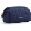 BAGSMART Makeup Bag Travel Toiletry Bag, Puffy Padded Make Up Bags for Women Makeup Organizer Case, Wide-open Pouch Purse Travel Essentials Toiletries Accessories Brushes, Pink(07-Navy Blue)