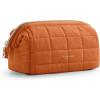 BAGSMART Makeup Bag Travel Toiletry Bag, Puffy Padded Make Up Bags for Women Makeup Organizer Case, Wide-open Pouch Purse Travel Essentials Toiletries Accessories Brushes, Pink(14-Rust Orange)