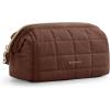 BAGSMART Makeup Bag Travel Toiletry Bag, Puffy Padded Make Up Bags for Women Makeup Organizer Case, Wide-open Pouch Purse Travel Essentials Toiletries Accessories Brushes, Pink(13-Chocolate)