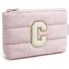 BAGSMART Small Cosmetic Bag, Elegant Roomy Makeup Bags,lipstick pouch,Zipper Pouch,Great Gifts for Women,Travel Waterproof Toiletry Bag Accessories Organizer Gifts (Pink-1 pcs)(Initial-C)