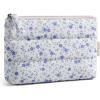 BAGSMART Small Cosmetic Bag, Elegant Roomy Makeup Bags,lipstick pouch,Zipper Pouch,Great Gifts for Women,Travel Waterproof Toiletry Bag Accessories Organizer Gifts (Pink-1 pcs)(Blue Flower)