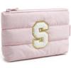 BAGSMART Small Cosmetic Bag, Elegant Roomy Makeup Bags,lipstick pouch,Zipper Pouch,Great Gifts for Women,Travel Waterproof Toiletry Bag Accessories Organizer Gifts (Pink-1 pcs)(Initial-S)