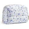 BAGSMART Small Makeup Bag, Travel Cosmetic Bag Make Up Pouch Small Travel Zipper Pouch,Water-resistant Toiletry Bag,Makeup Organizer Bag for Women, Black(Blue Ditsy Floral)